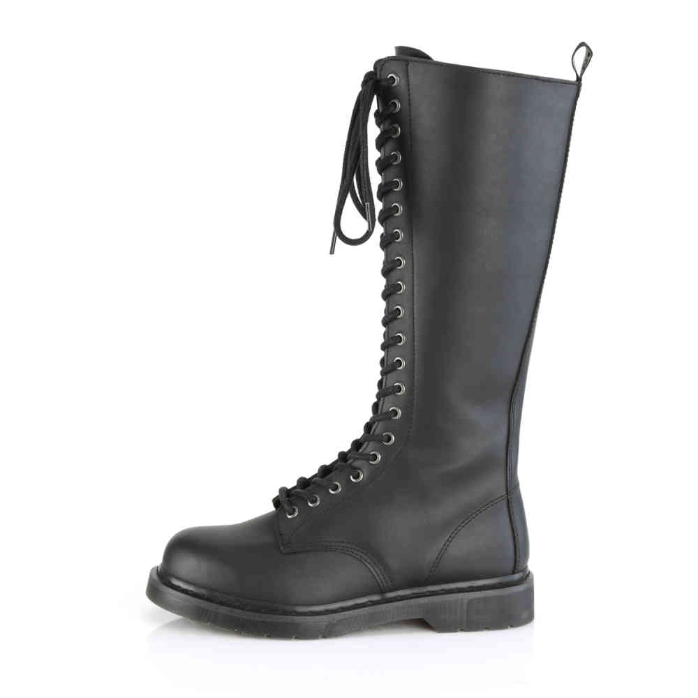 Demonia Demonia Kniehoge laarzen BOLT 400 Zwart | Attitude Demonia Ranger 302 zwart mat gothic, metal lange veter